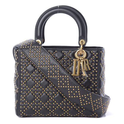 Christian Dior Calfskin Cannage Studded Medium Supple Lady Dior Black 1 of 11
