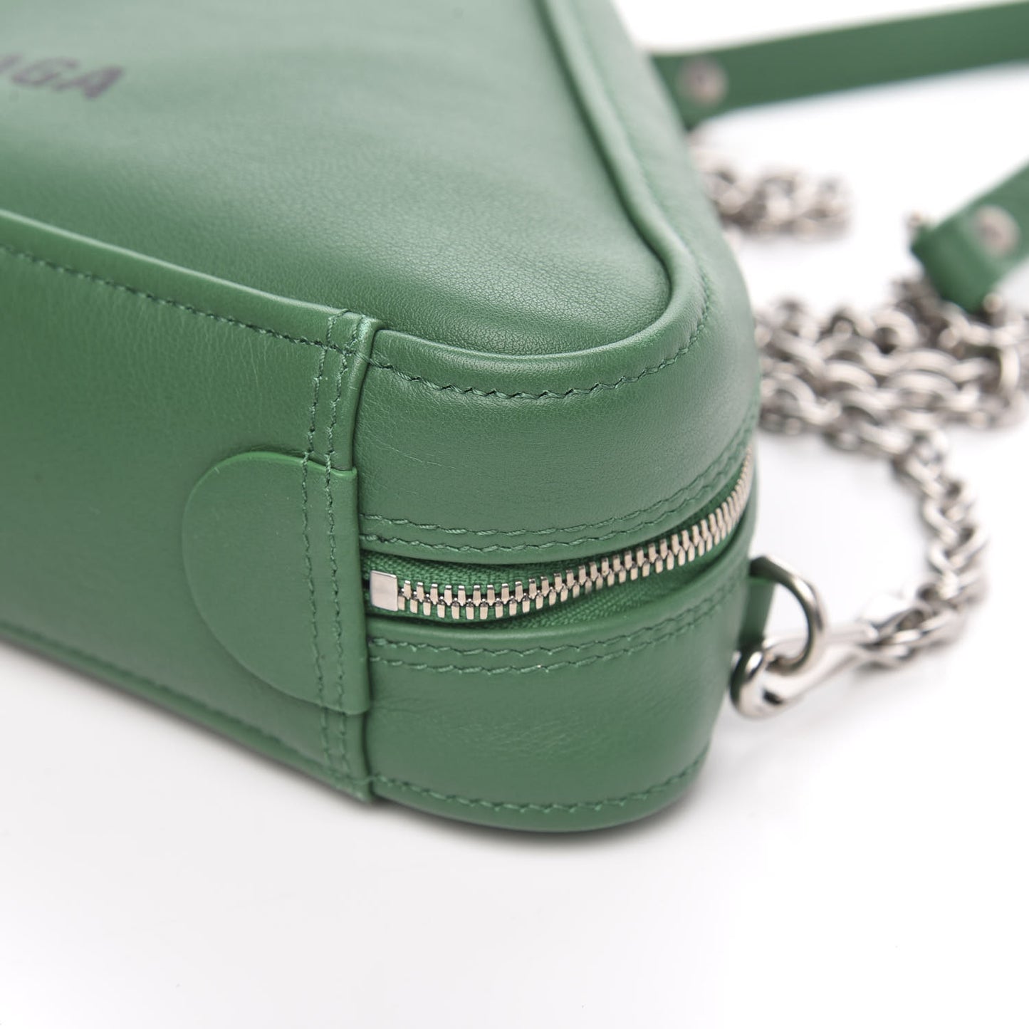 Shiny Day Calfskin Triangle Crossbody XS Vert Irlandais