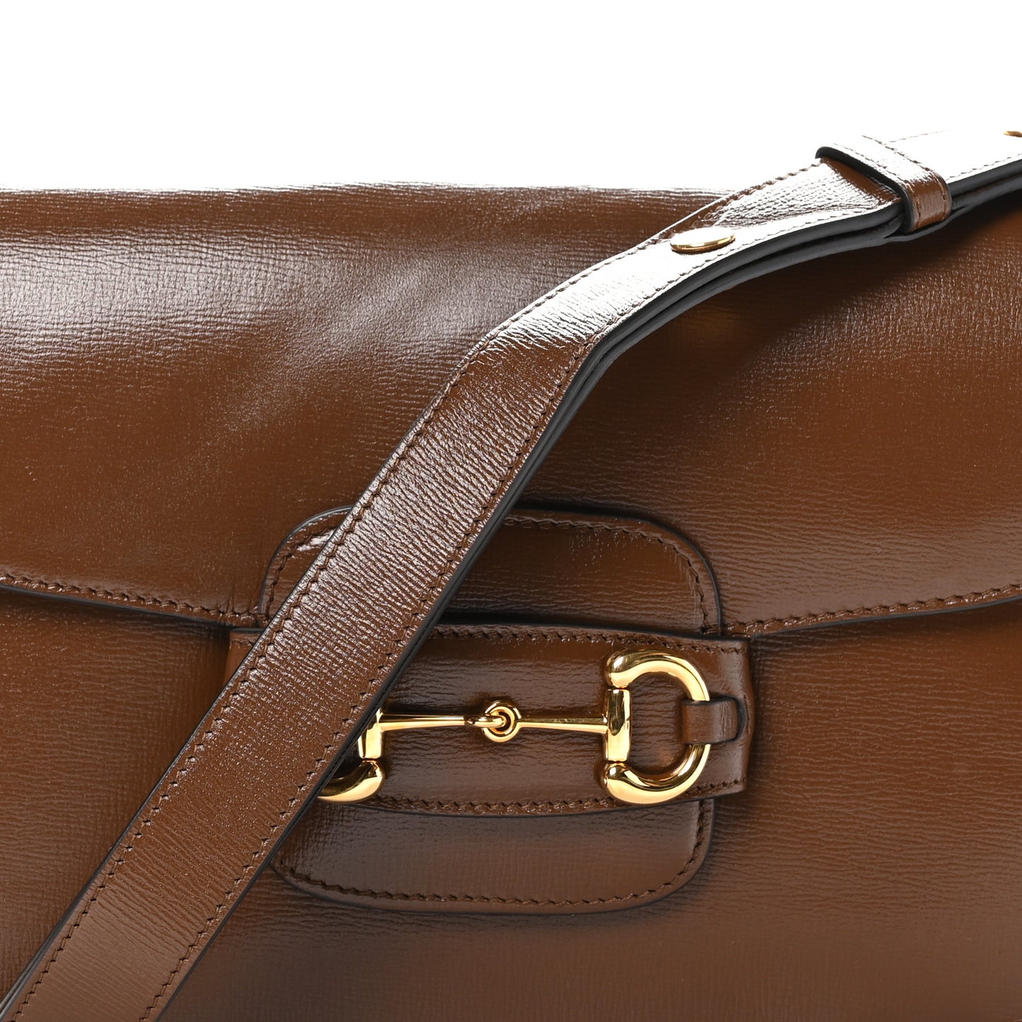 Azalea Calfskin Horsebit 1955 Shoulder Bag Brown Sugar