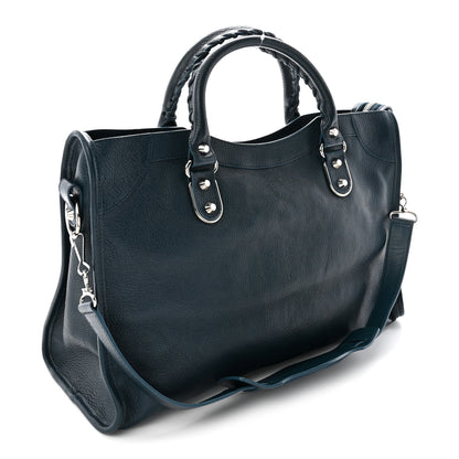 Balenciaga Chevre Silver Metallic Edge Hardware City Bleu Paon 4 of 11