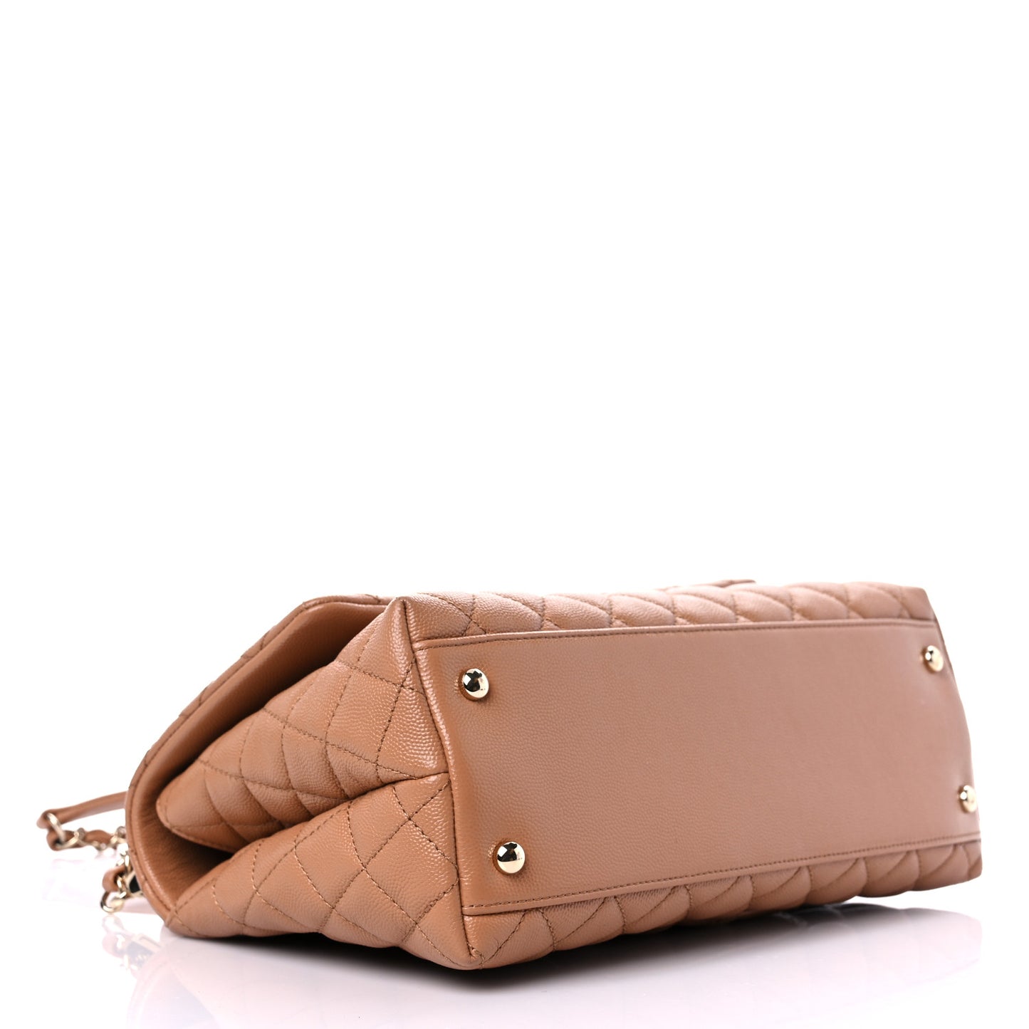Caviar Quilted Small Coco Handle Flap Brown