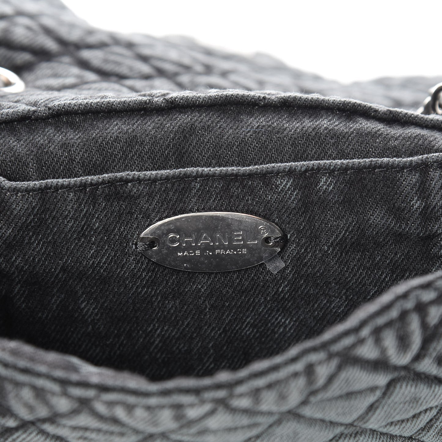 Washed Denim Quilted Small Denimpression Flap Grey Black