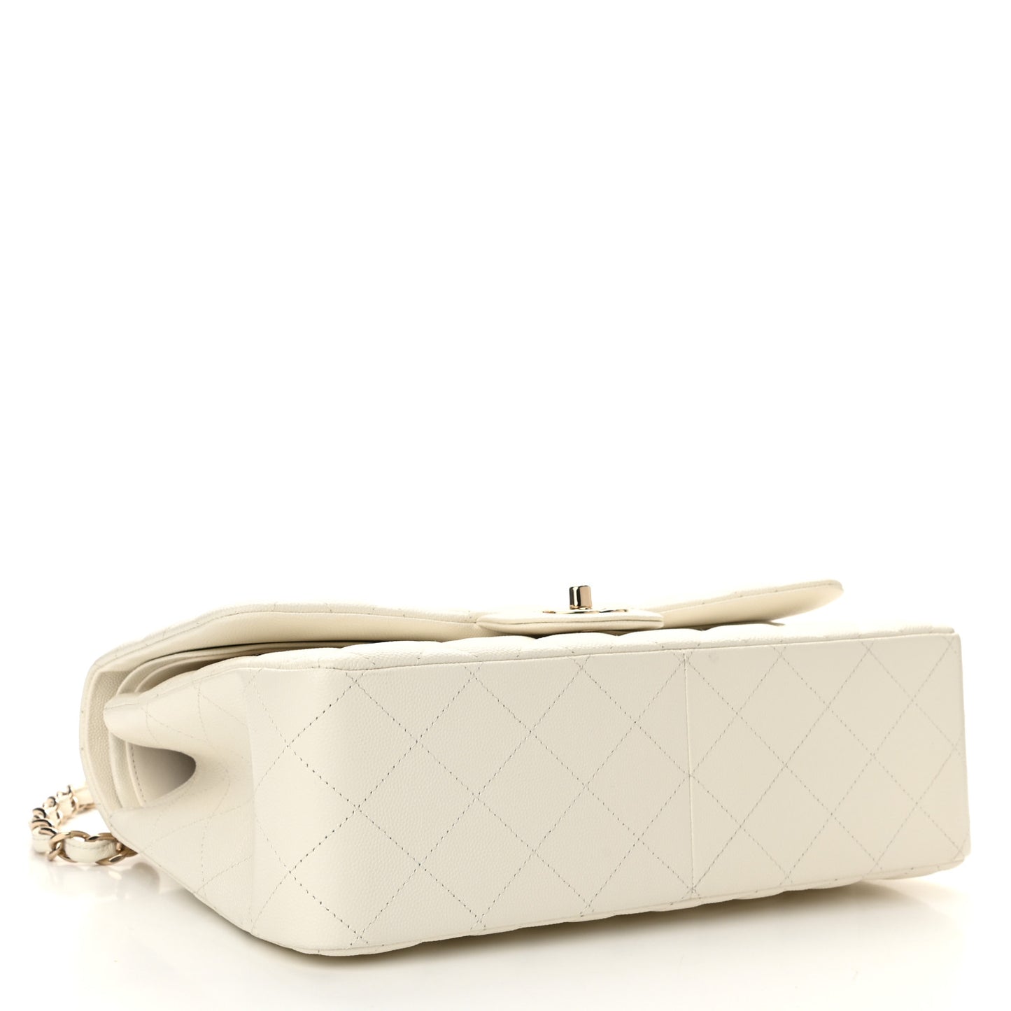 Caviar Quilted Jumbo Double Flap White