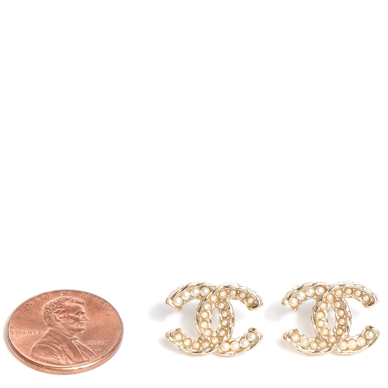 Chanel Pearl CC Earrings Light Gold 2 of 4