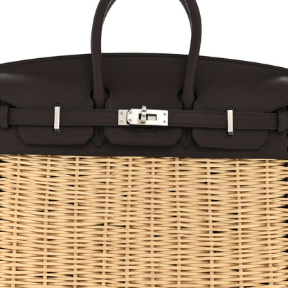 Hermes Wicker Swift Picnic Birkin 25 Naturel Rouge Sellier 8 of 12