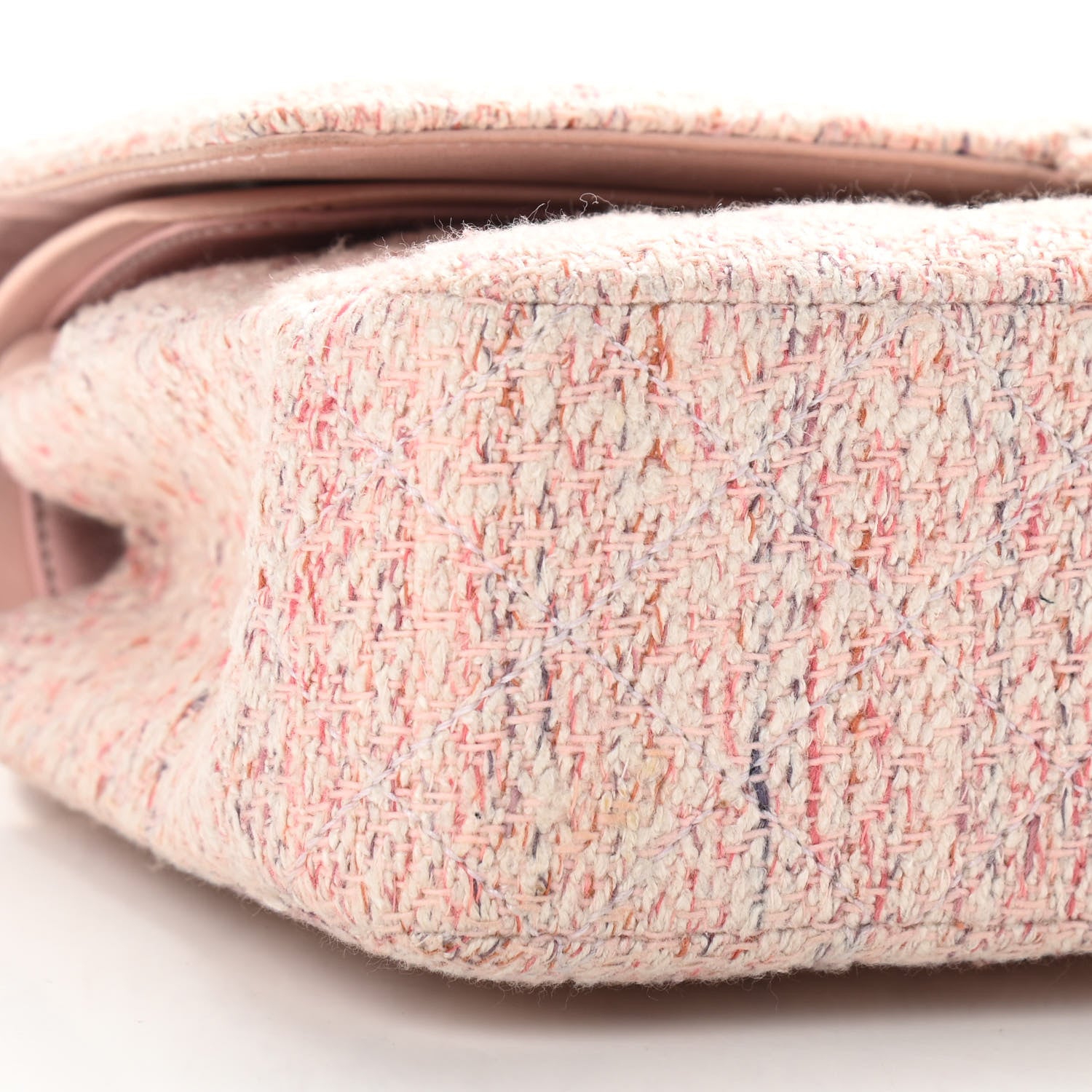 Chanel Tweed Quilted Medium Double Flap Pink Multicolor 9 of 14