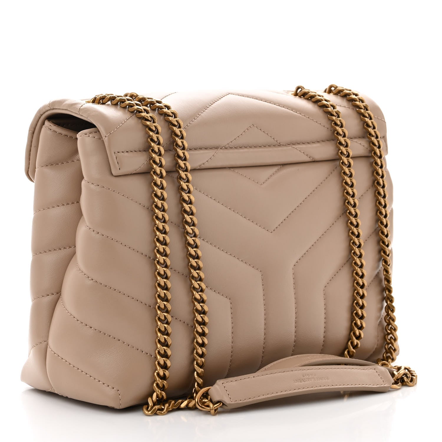 Saint Laurent Calfskin Y Quilted Monogram Small Loulou Chain Satchel Dark Beige 3 of 11