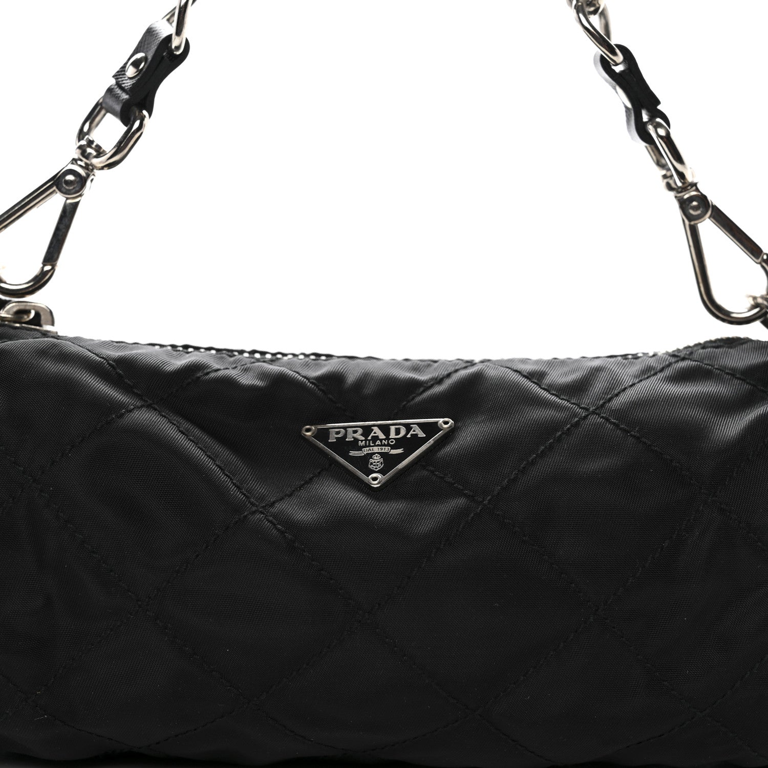 Prada Tessuto Nylon Saffiano Impunturato Quilted Barrel Pochette Black 8 of 10