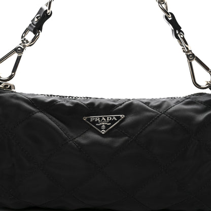 Prada Tessuto Nylon Saffiano Impunturato Quilted Barrel Pochette Black 8 of 10