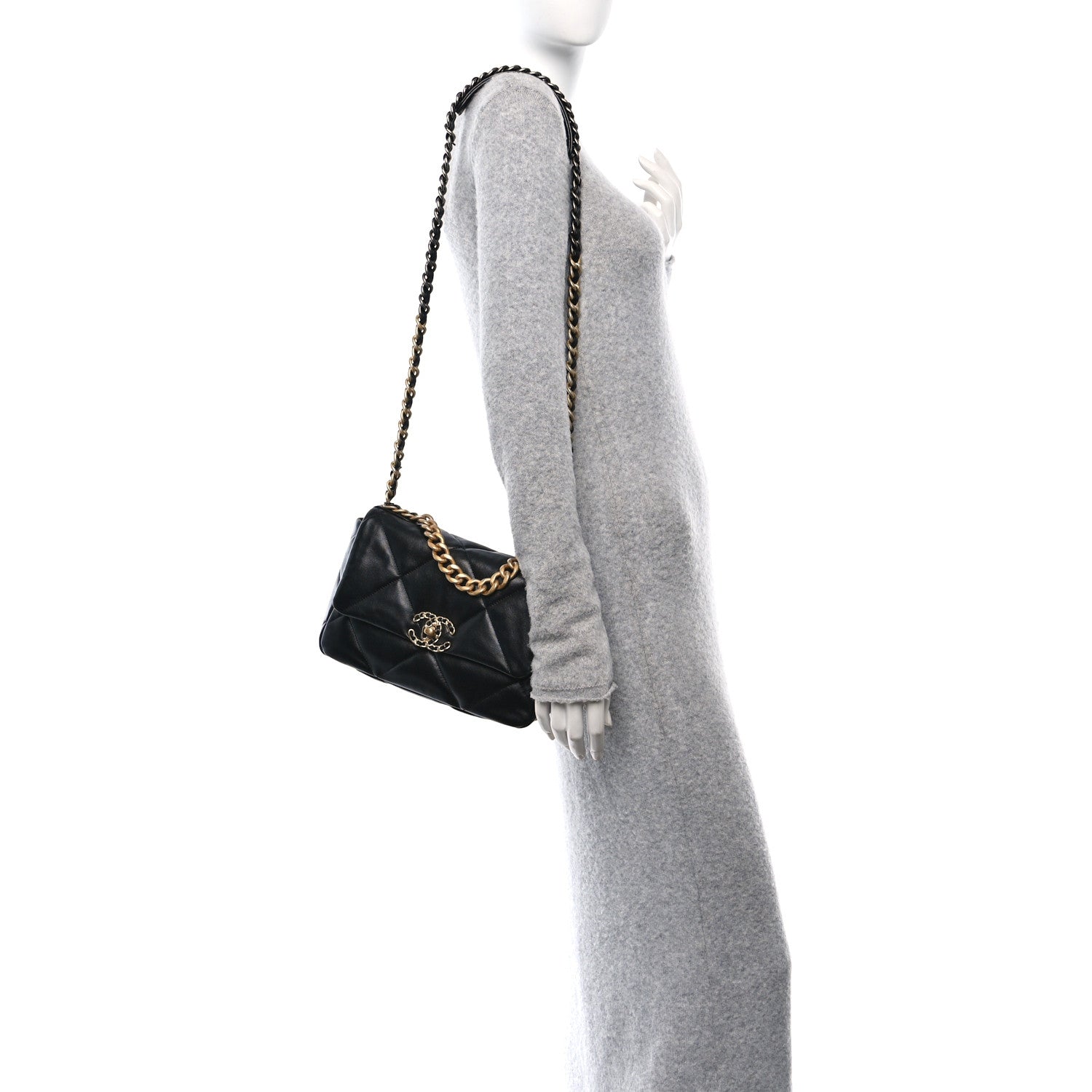 Chanel Lambskin Quilted Medium Chanel 19 Flap Black 2 of 10