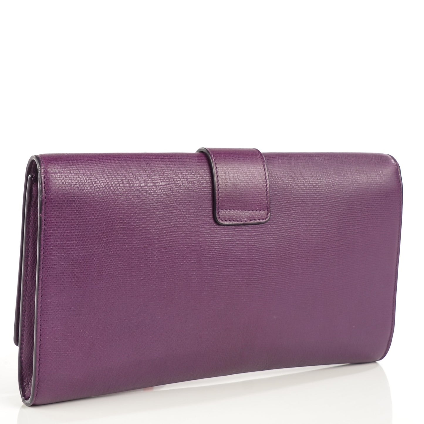 Textured Calfskin Large Classic Y Clutch Violet
