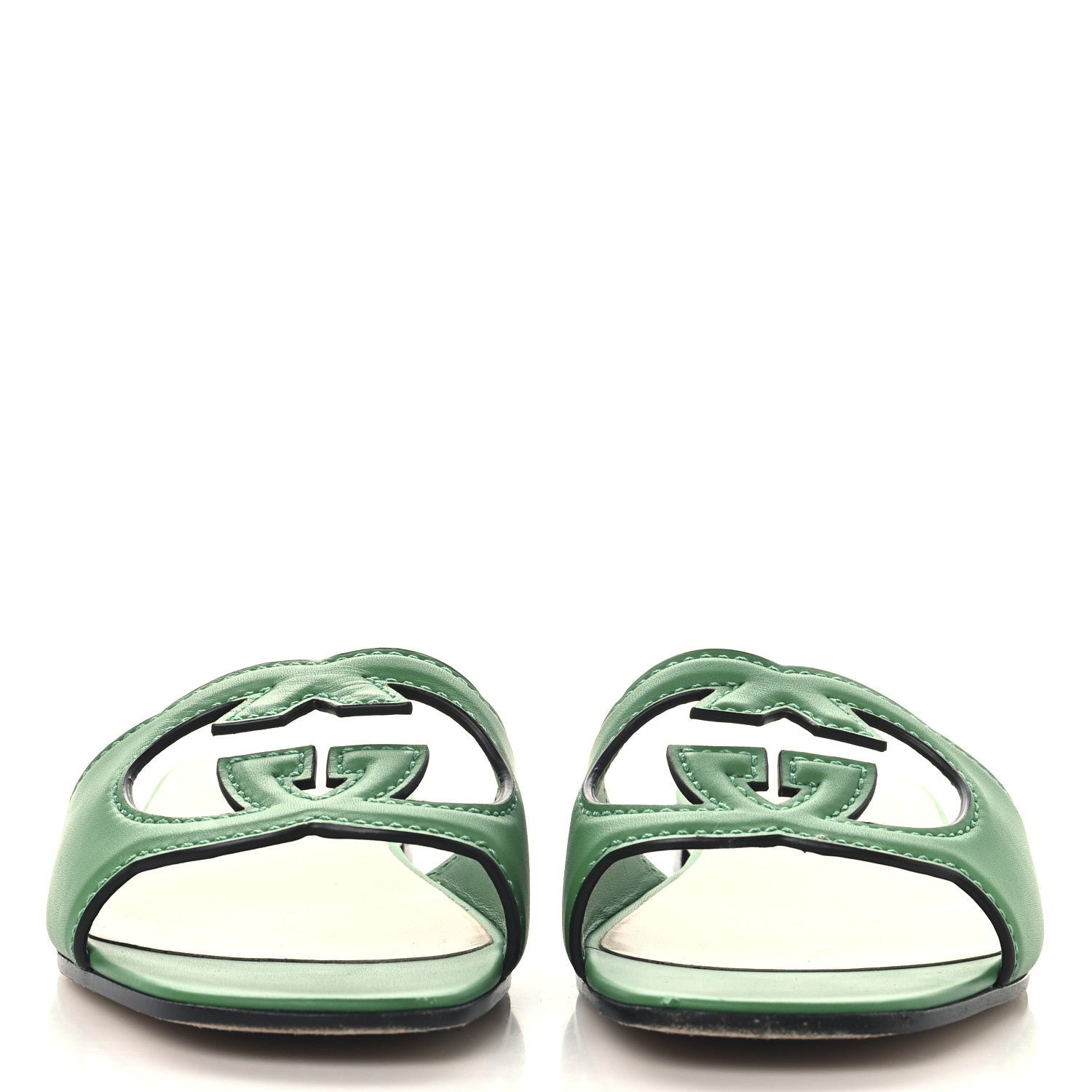 Gucci Cosmos Softy Calfskin Interlocking G Cut Out Slide Sandals 41.5 New Shamarock 3 of 10