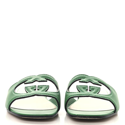 Gucci Cosmos Softy Calfskin Interlocking G Cut Out Slide Sandals 41.5 New Shamarock 3 of 10