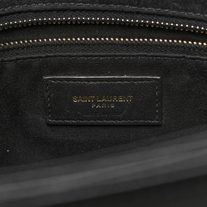 Saint Laurent Grain de Poudre Matelasse Chevron Medium Tribeca Shopping Bag Black 7 of 12