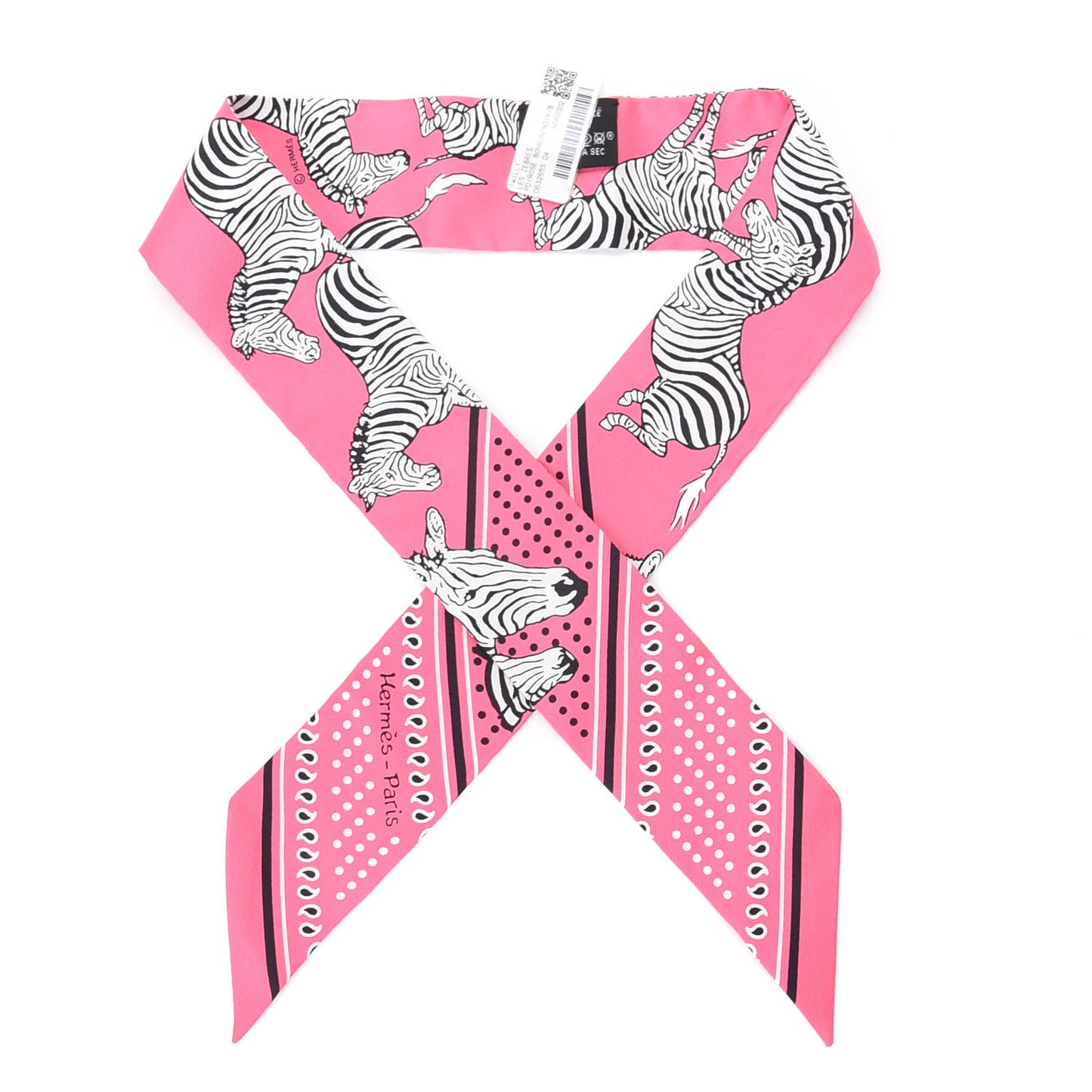 Silk Les Zebres Twilly Rose Bonbon Black