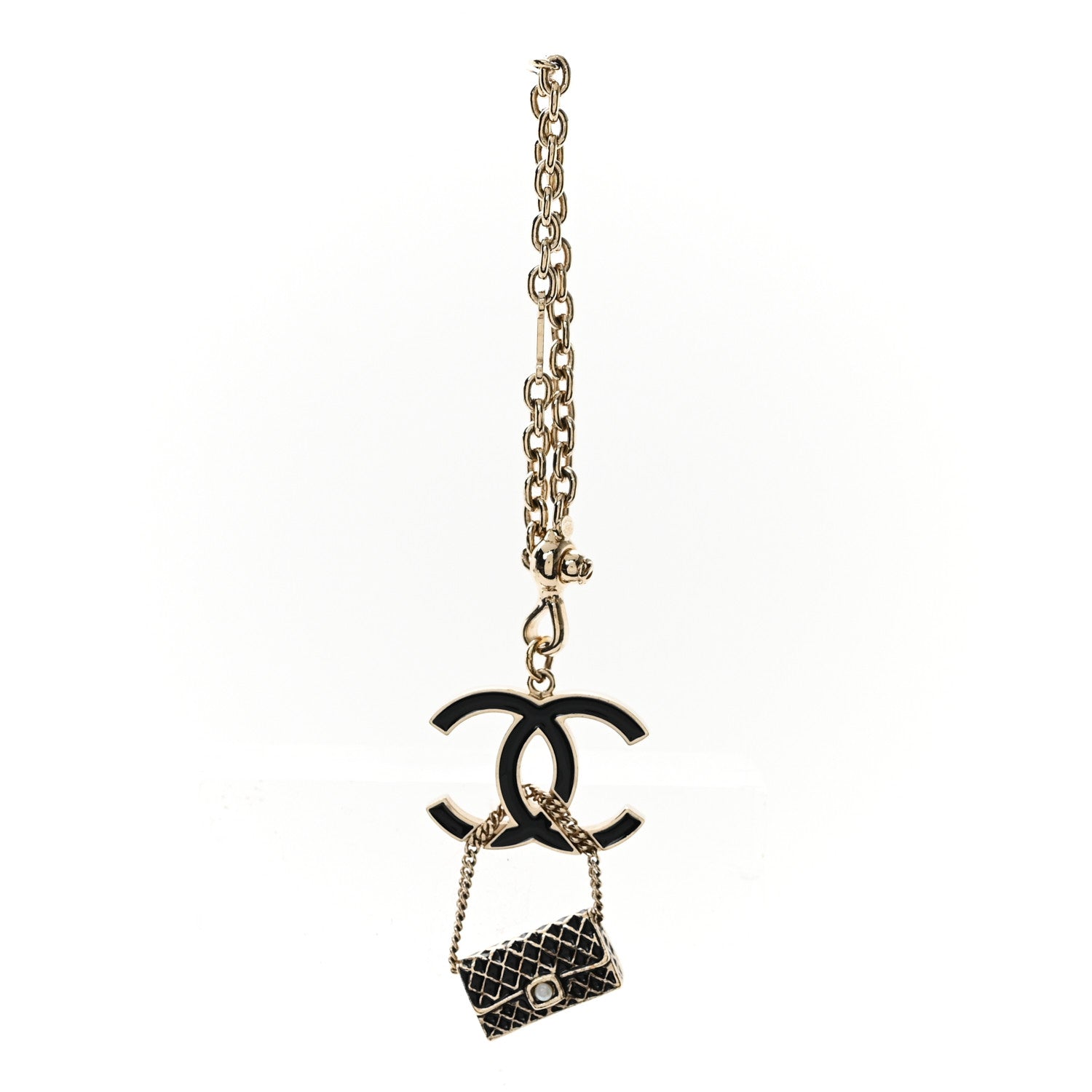 Chanel Enamel CC Quilted Flap Keychain Black 1 of 3