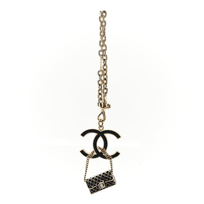 Chanel Enamel CC Quilted Flap Keychain Black 1 of 3