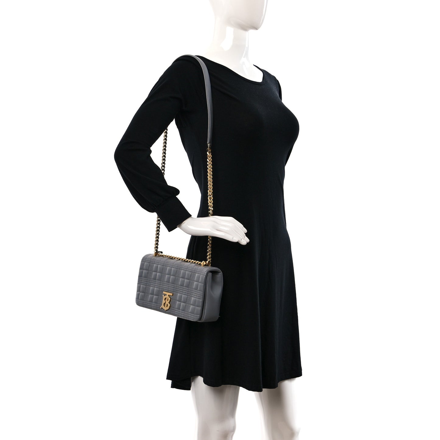Lambskin Quilted Small Lola Bag Grey