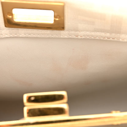 Fendi Glazed Fabric Nappa FF Disco Girls Inlay Mini Peekaboo Iconic Satchel Bianco Perla Multicolor 9 of 12