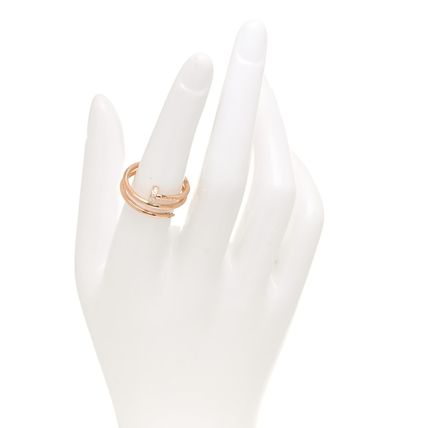 18K Pink Gold Diamond Double Juste Un Clou Ring 54 7