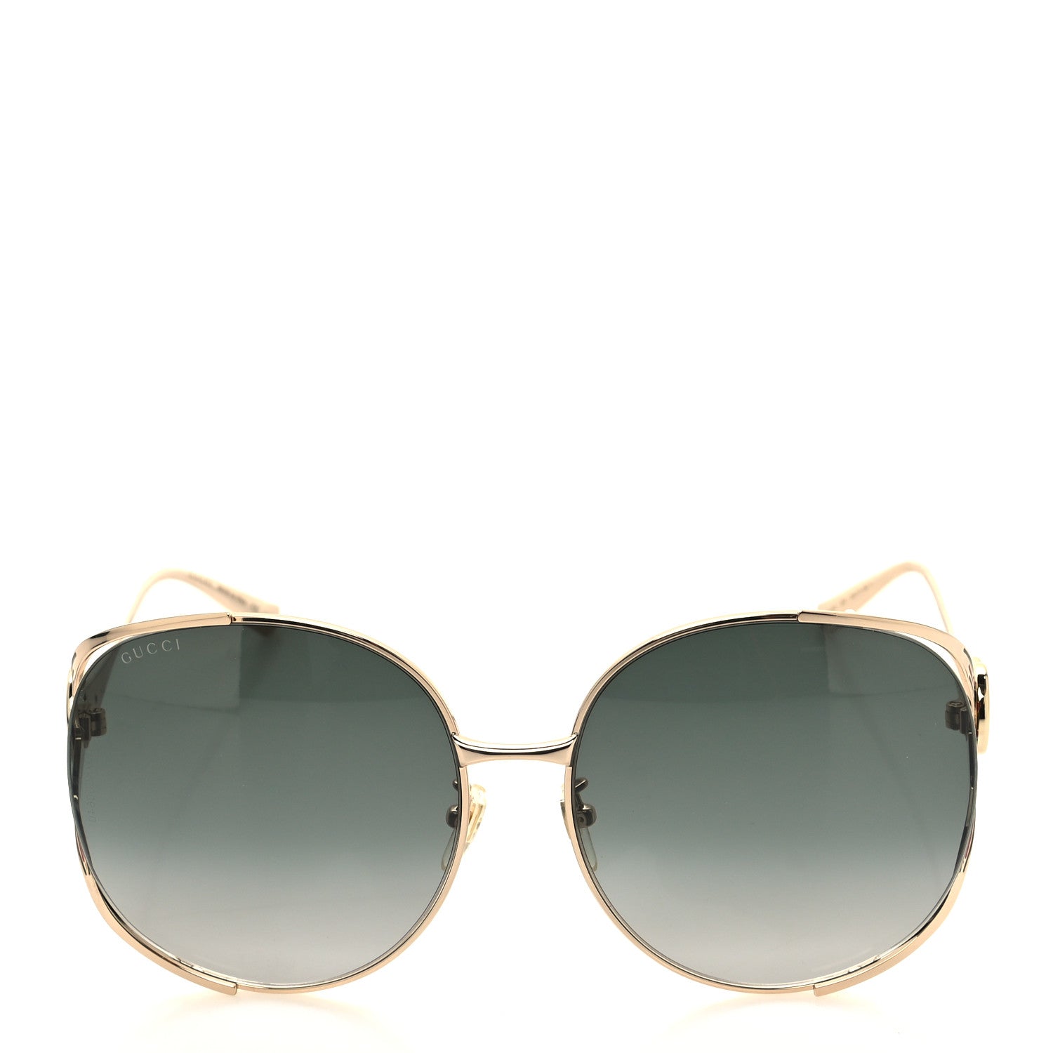 Gucci Metal Oversized Round Frame GG0225S Sunglasses Gold 2 of 8