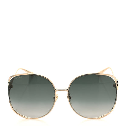 Gucci Metal Oversized Round Frame GG0225S Sunglasses Gold 2 of 8