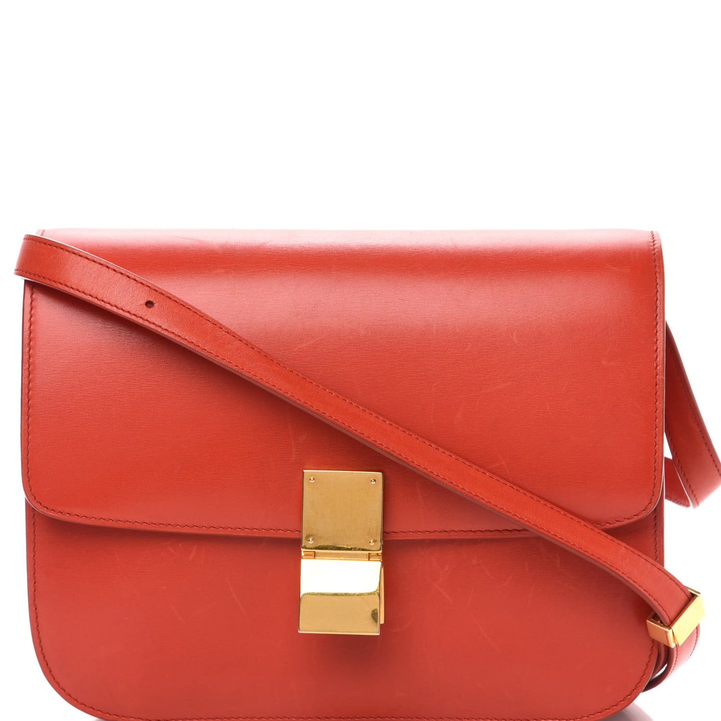 Box Calfskin Medium Classic Box Flap Bag Red