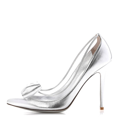 Valentino Garavani Metallic Nappa PVC Dollybow Pumps 38.5 Silver 1 of 11