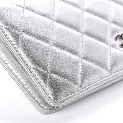 Chanel Metallic Calfskin Quilted Yen Wallet Dark Silver 7 of 13