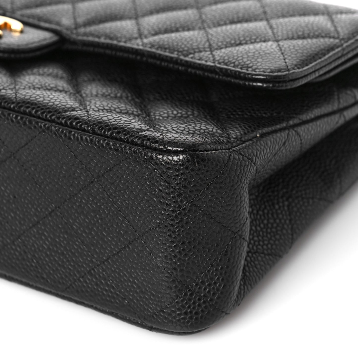 Caviar Quilted Medium Double Flap Black