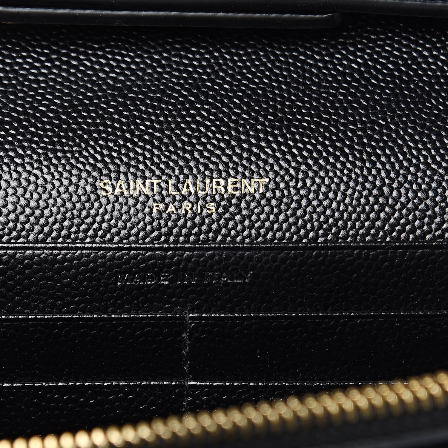 Saint Laurent Grain De Poudre Matelasse Chevron Monogram Chain Wallet Black 6 of 8