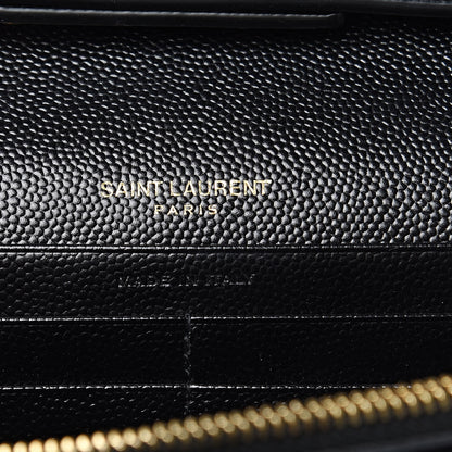 Saint Laurent Grain De Poudre Matelasse Chevron Monogram Chain Wallet Black 6 of 8