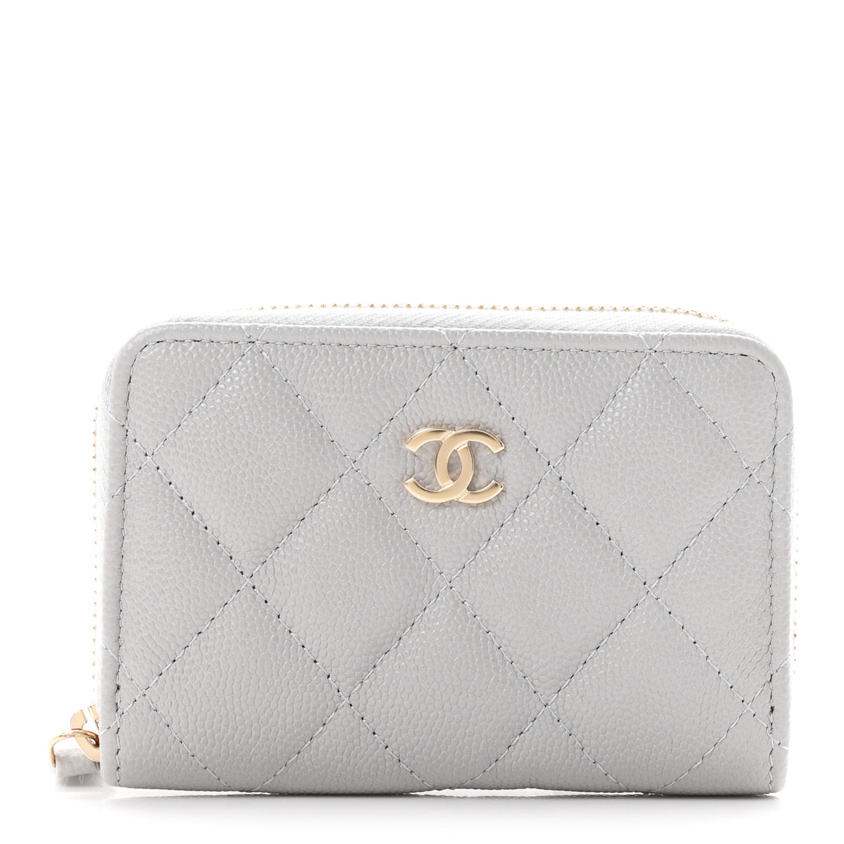 Caviar Quilted Zip Coin Purse Grey