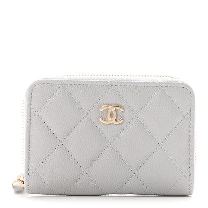 Chanel Caviar Quilted Zip Coin Purse Grey 1 of 8