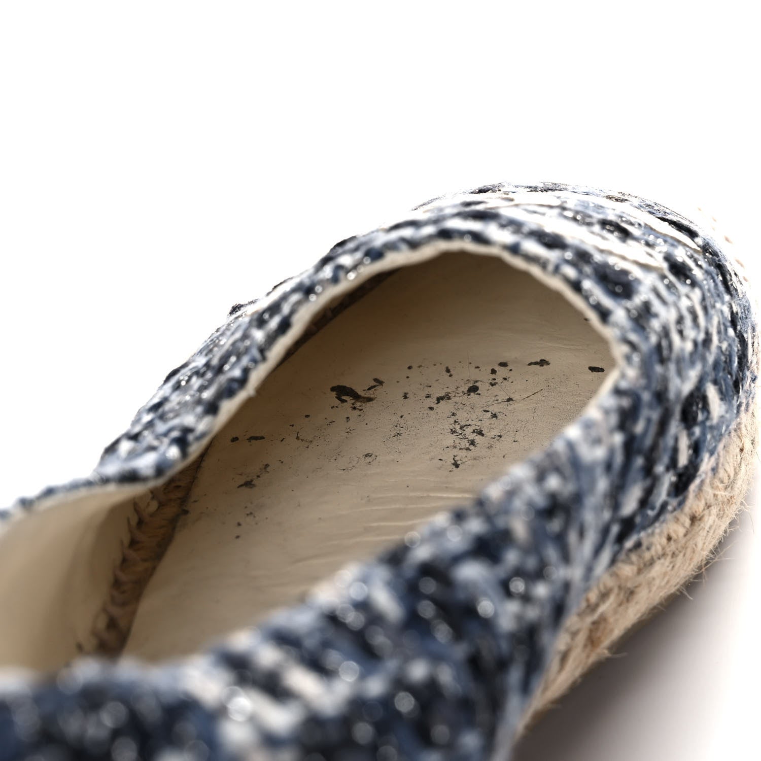 Chanel Metallic Tweed Lambskin CC Espadrilles 42 Blue Black Silver 10 of 11