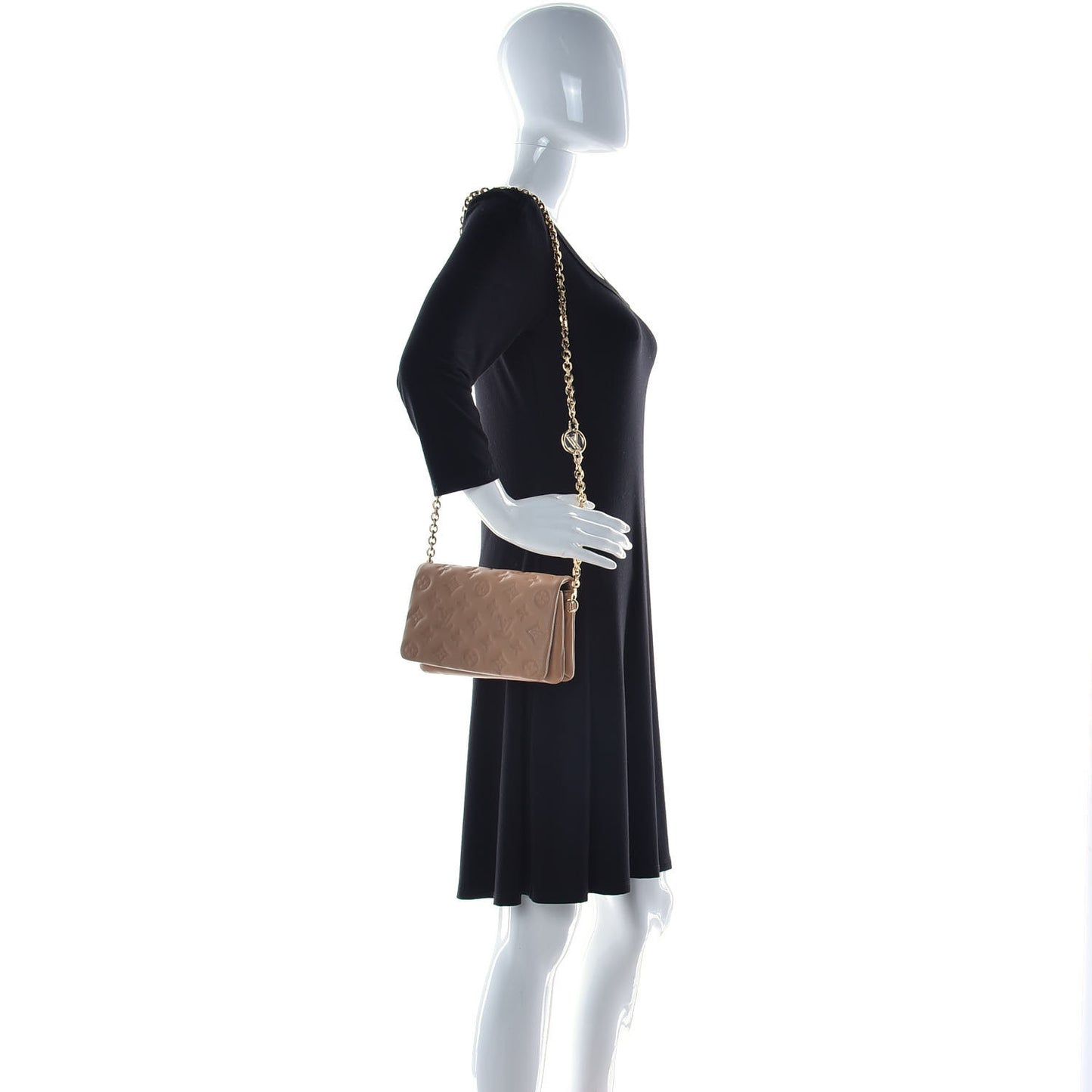 Lambskin Embossed Monogram Pochette Coussin Camel