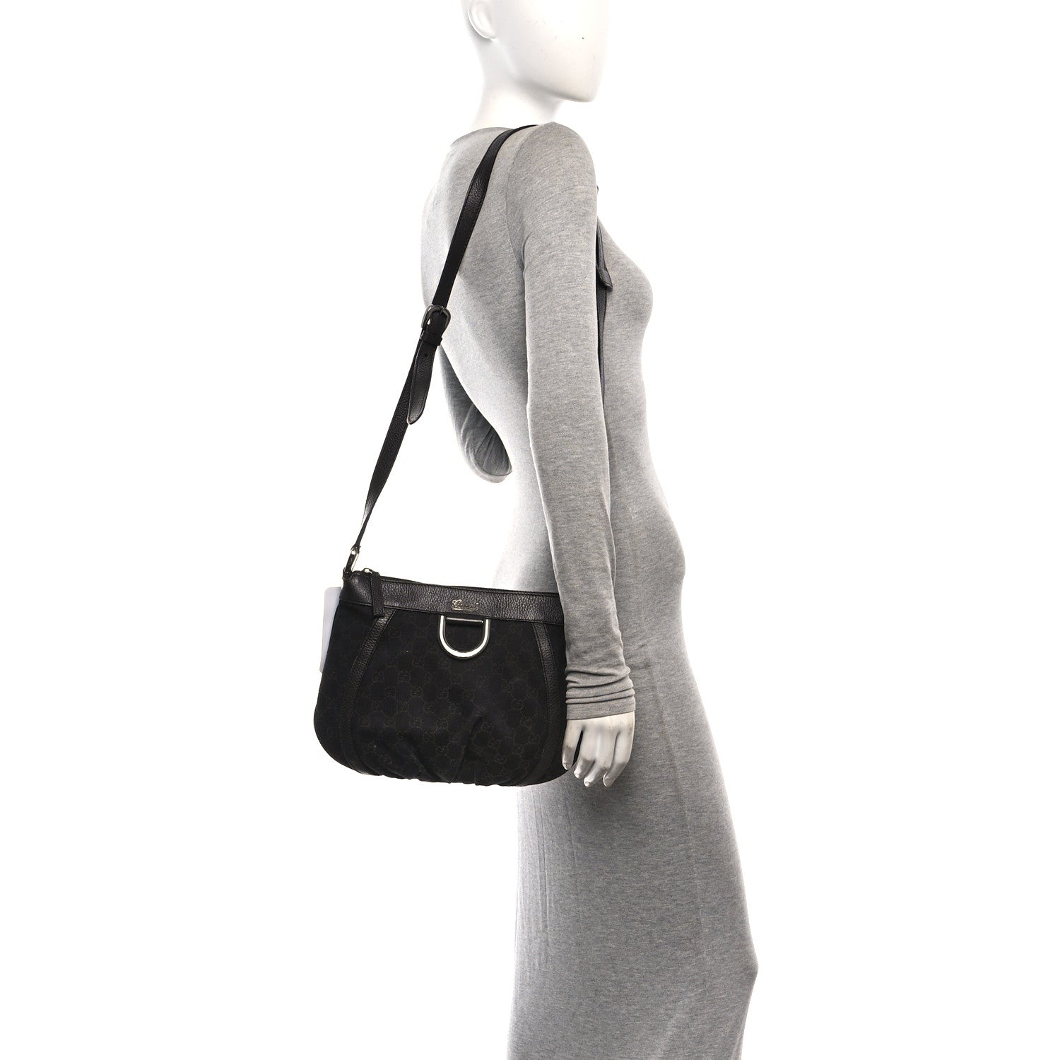Gucci Denim Monogram Small D Silver Ring Messenger Brown 2 of 10
