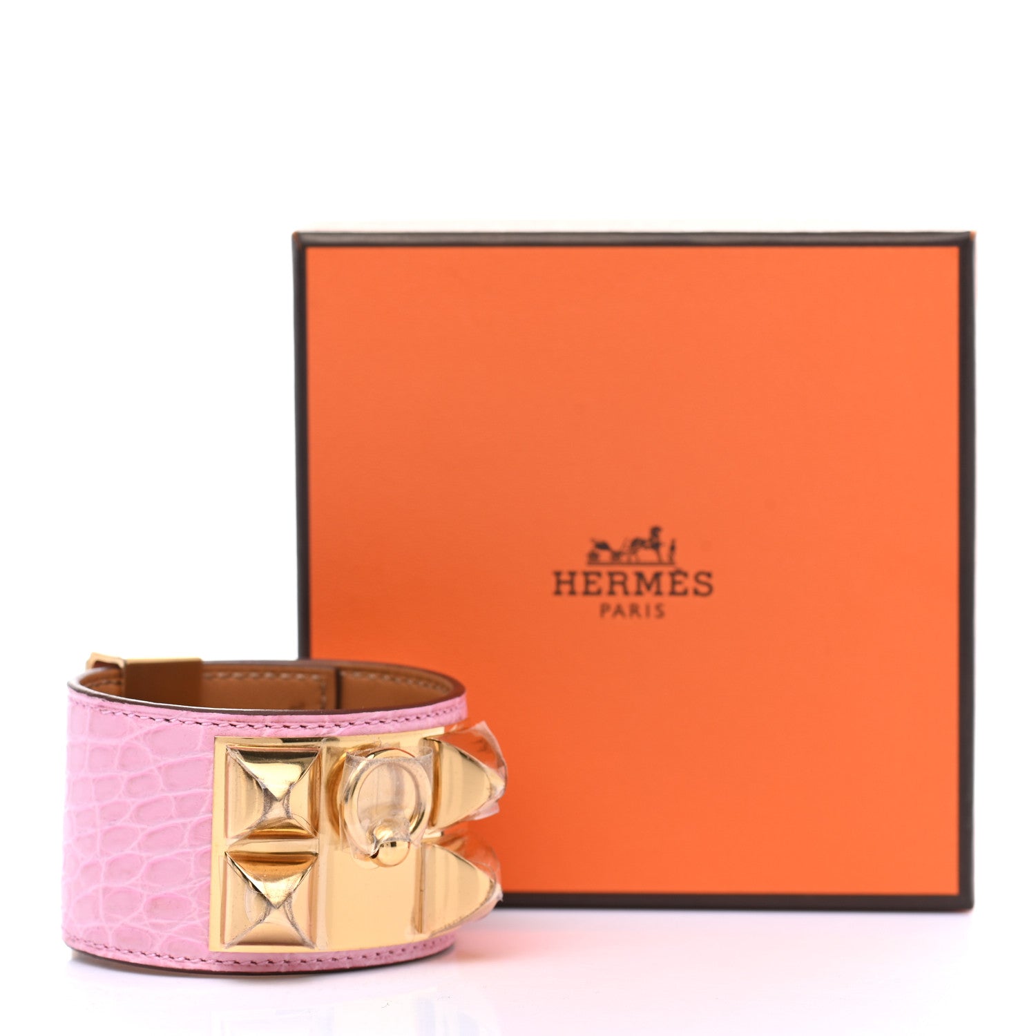 Hermes Matte Alligator Collier De Chien CDC Bracelet T2 5P Pink 9 of 9