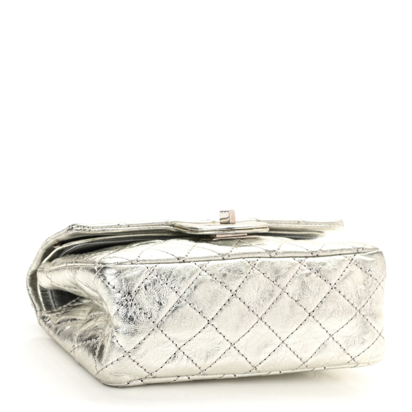 Metallic Aged Calfskin Quilted 2.55 Reissue 224 Flap Silver