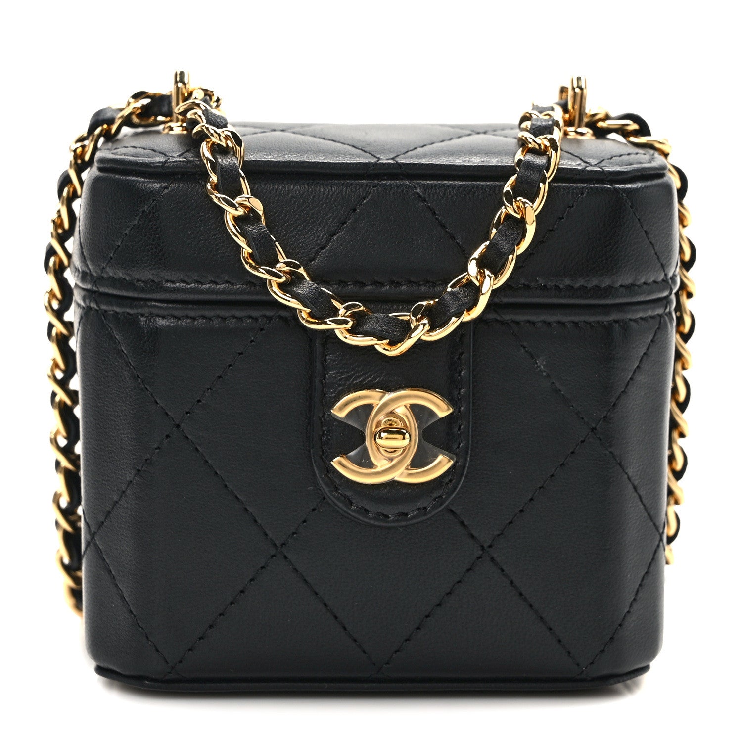 Chanel Lambskin Quilted Vanity Clutch With Chain Black 1 of 13