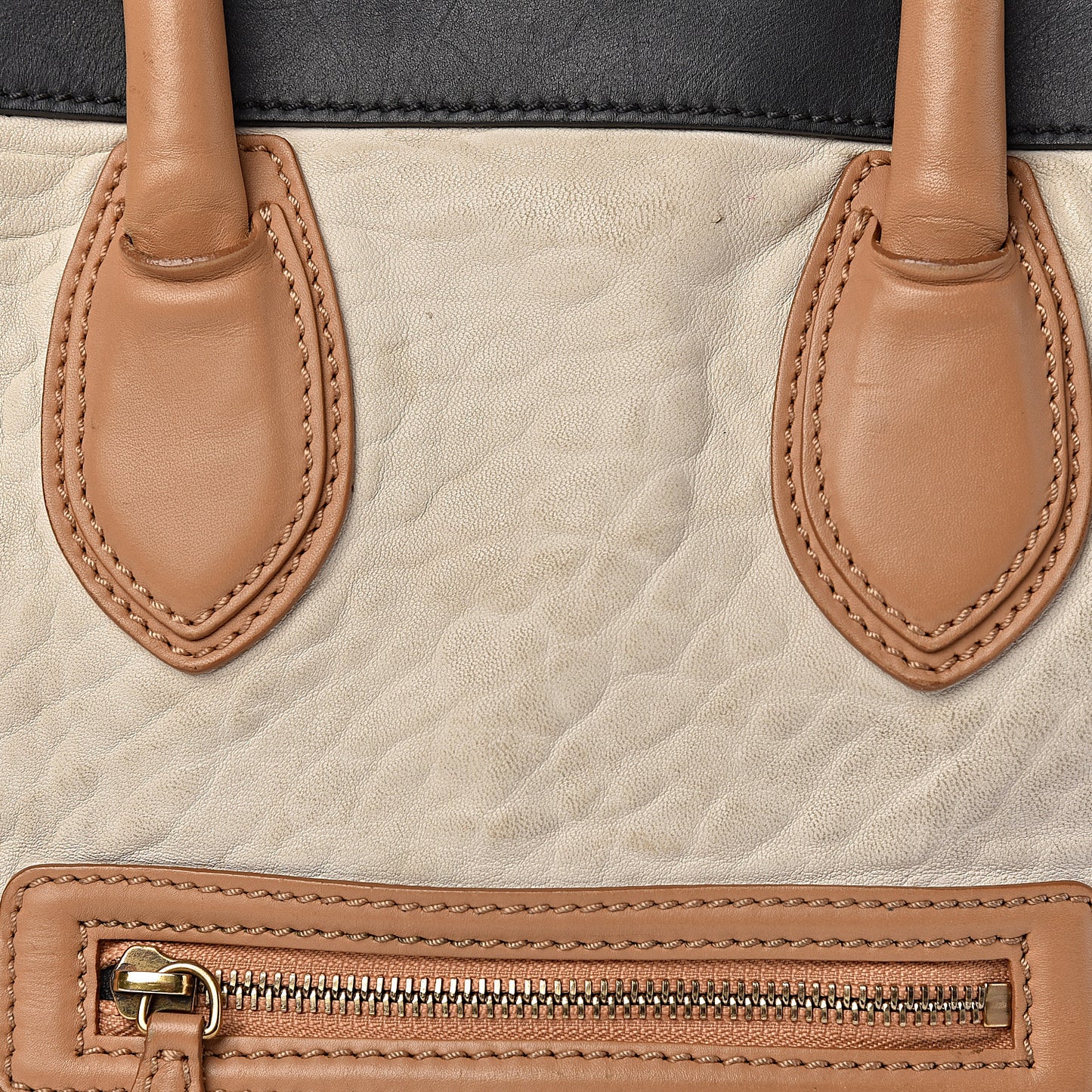 Smooth Calfskin Shrunken Lambskin Mini Tri-Color Luggage White
