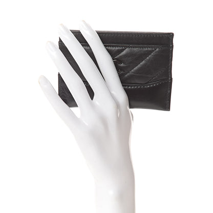 Chanel Aged Calfskin Chevron Quilted Gabrielle Card Holder Black 2 of 9