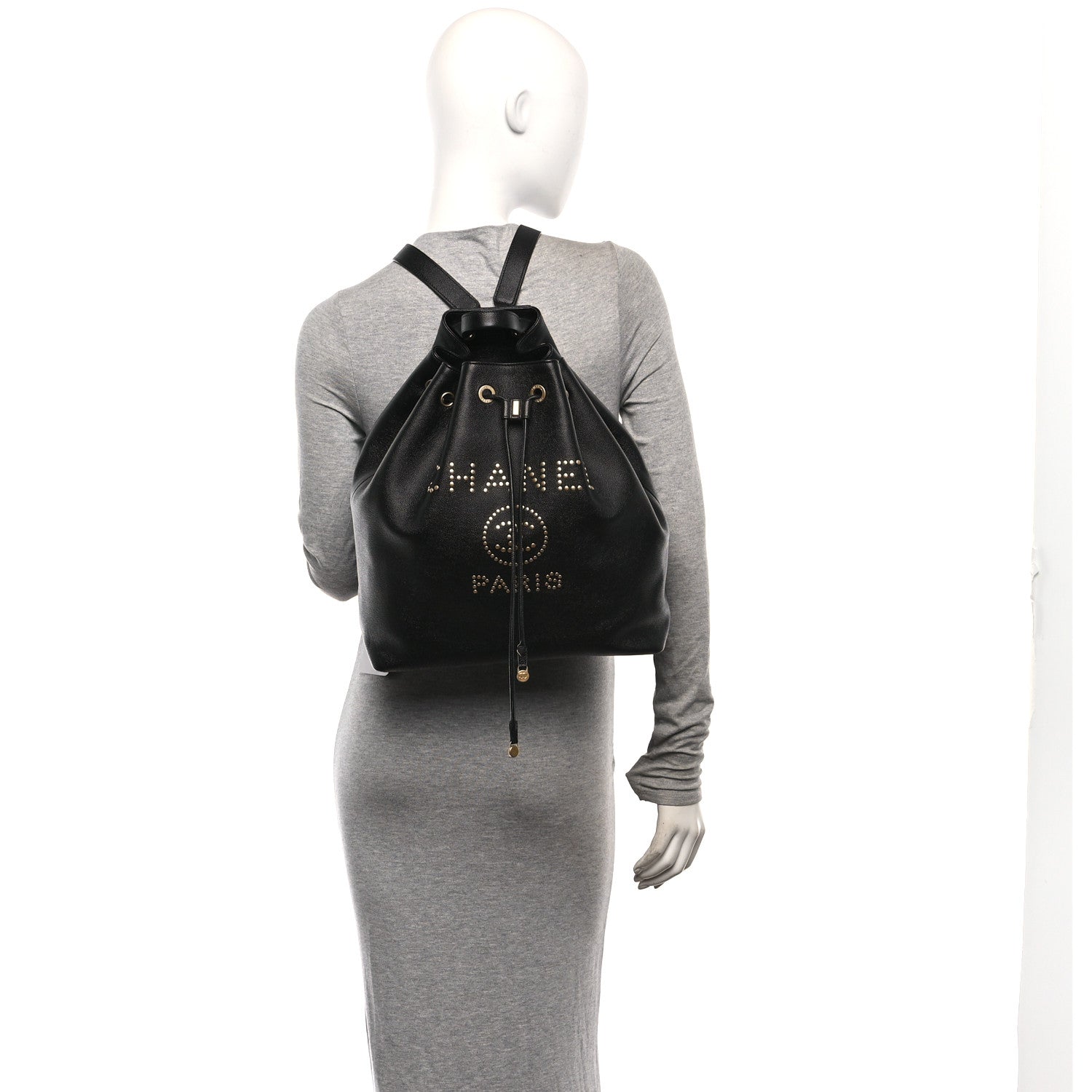 Chanel Caviar Deauville Drawstring Backpack Black 2 of 10