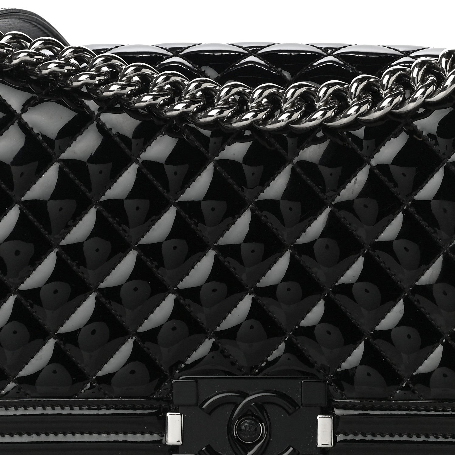 Chanel Patent Calfskin Quilted Medium Plexiglass Boy Flap Black 10 of 11