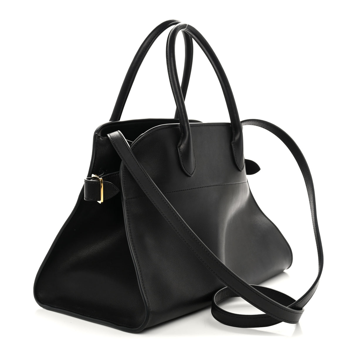The Row Polished Saddle Calfskin Soft Margaux 12 Black 3 of 9