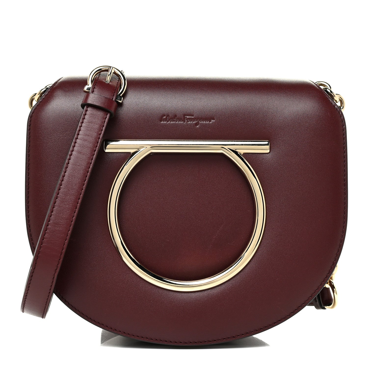 Salvatore Ferragamo Calfskin Small Vela Flap Bag Wine 1 of 17