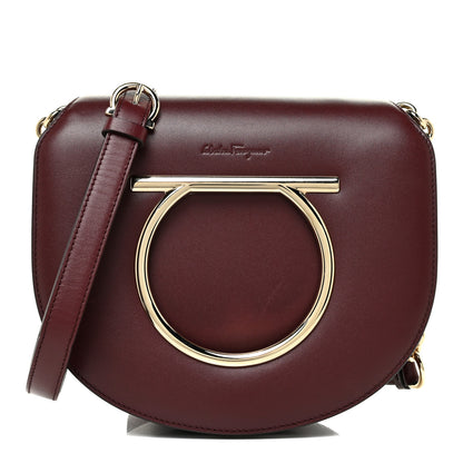 Salvatore Ferragamo Calfskin Small Vela Flap Bag Wine 1 of 17