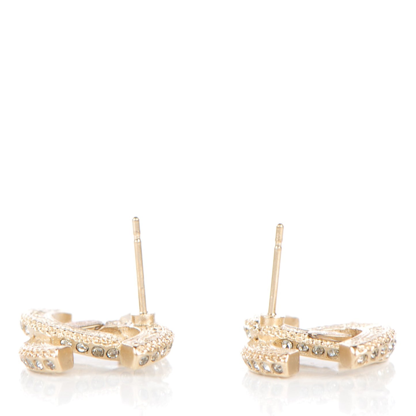 Crystal Baguette CC Earrings Light Gold Black