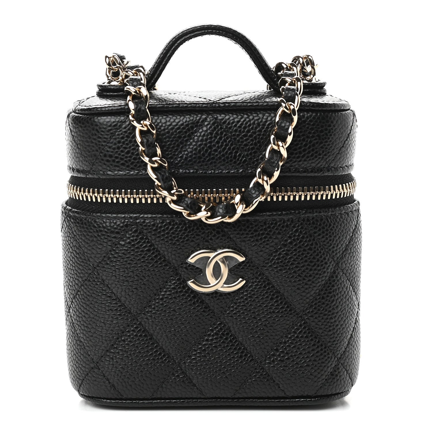Chanel Caviar Quilted Small Handle With Care Vanity Case With Chain Black 1 of 9