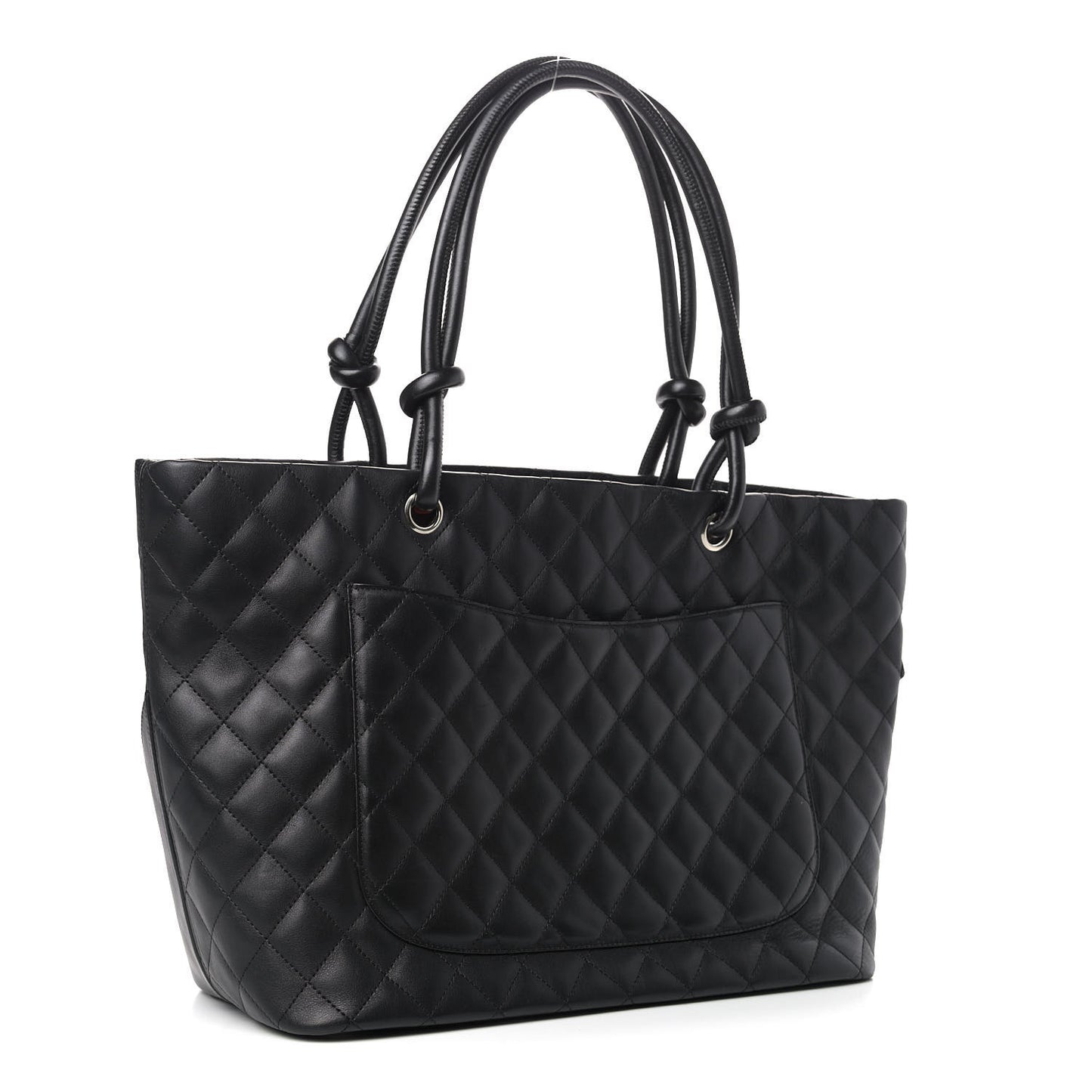 Calfskin Quilted Large Cambon Tote Black
